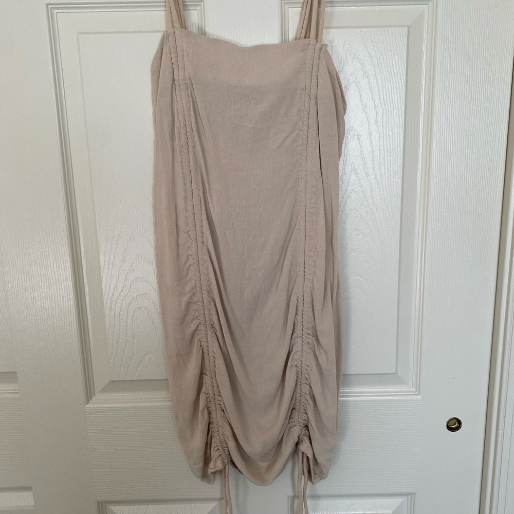 Wild Fable Beige Ruched Mini Dress